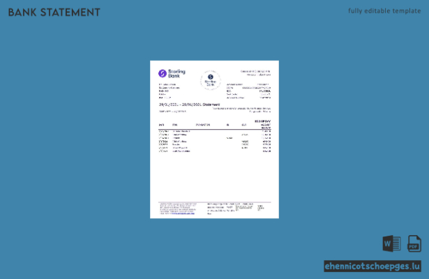 Beispiel für einen Kontoauszug der Starling Bank aus Großbritannien (Excel-Vorschau)